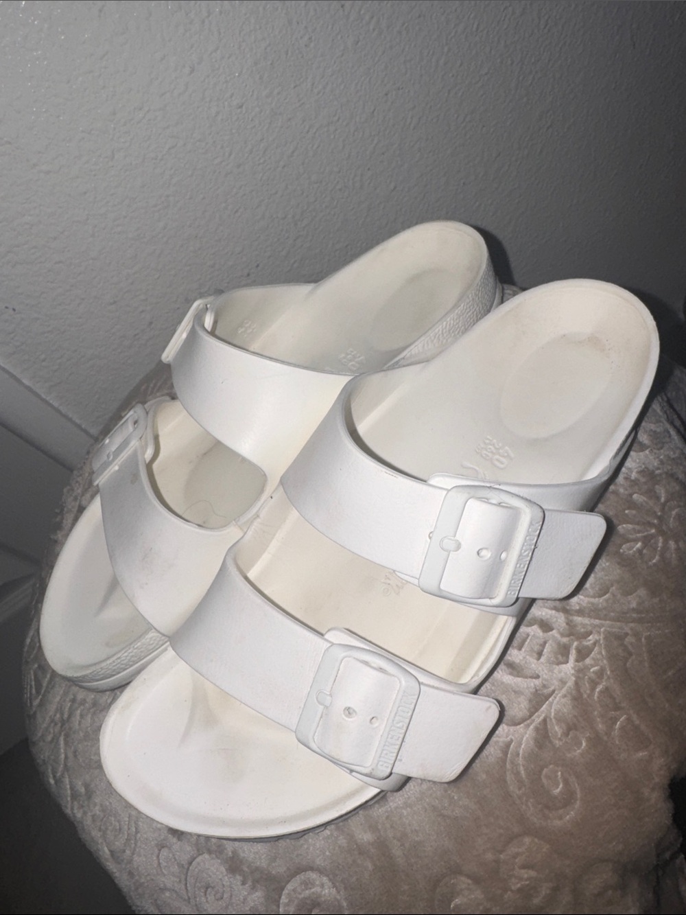 Birkenstock White Two-Buckle Slide Sandals for Women